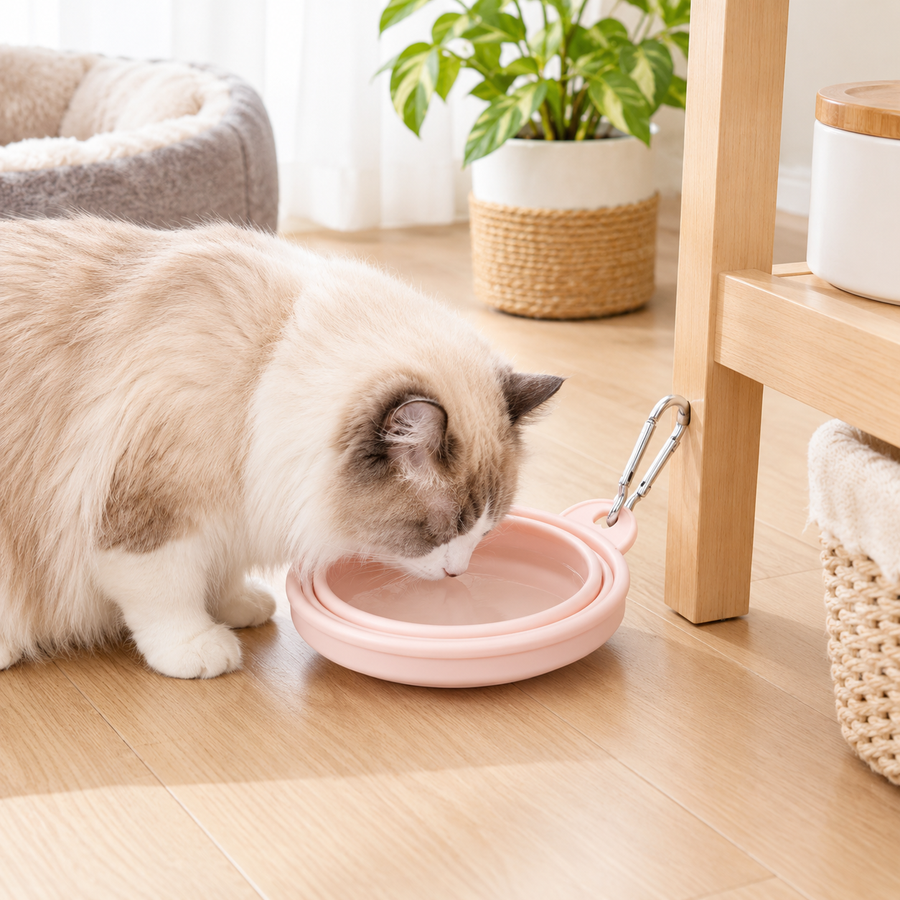 Pink Foldable Silicone Pet Bowl - Alternate View 1