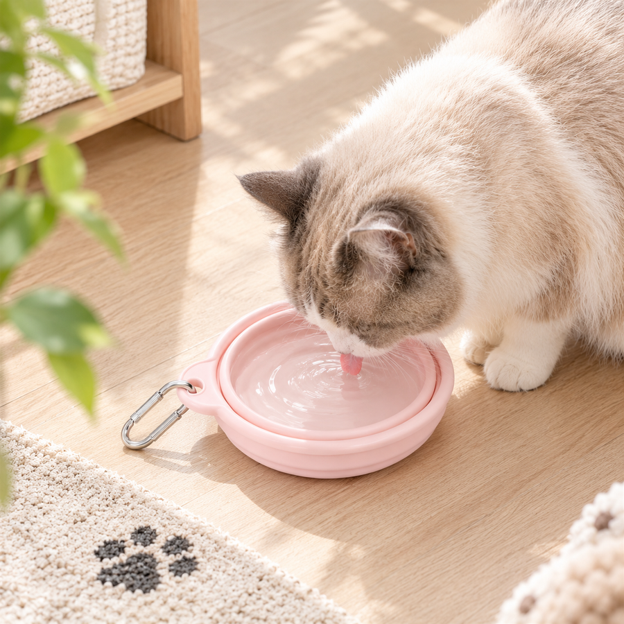 Pink Foldable Silicone Pet Bowl - Alternate View 2