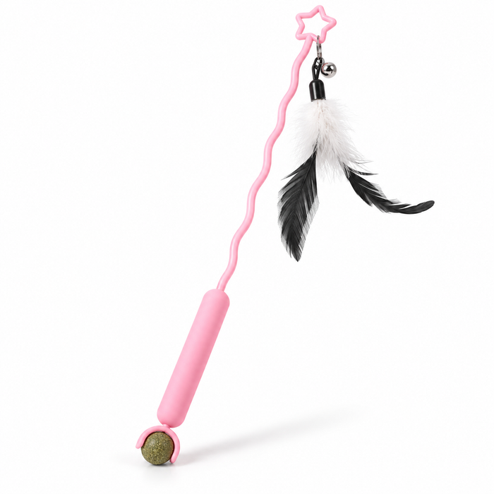 Star Catnip Ball Feather Teaser Wand